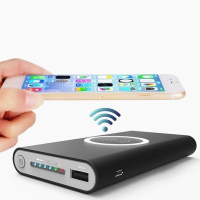 10000mah Power Bank External Battery Bank Built-in Wireless Charger Powerbank Portable QI Power Bank